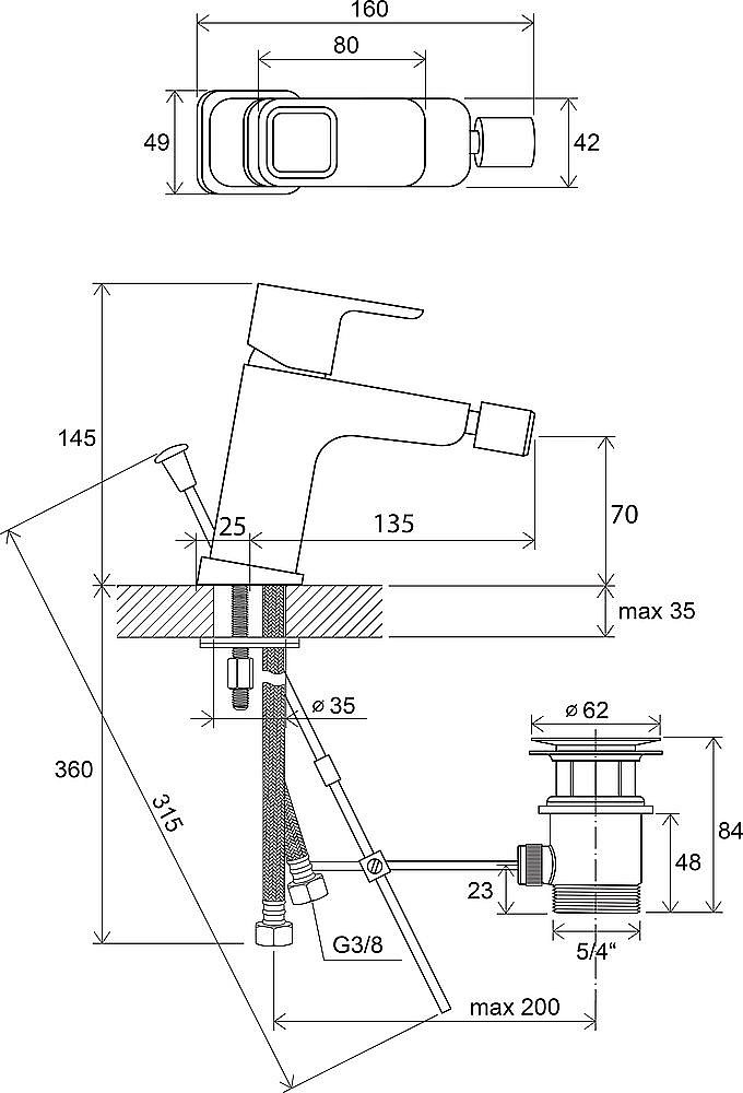 Смеситель для биде 10° Ravak TD 055.00 купить в интернет-магазине сантехники Sanbest